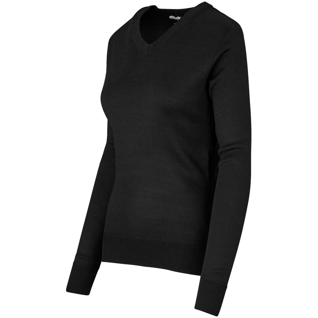 Ladies Long Sleeve Peru V-Neck Jersey – Black