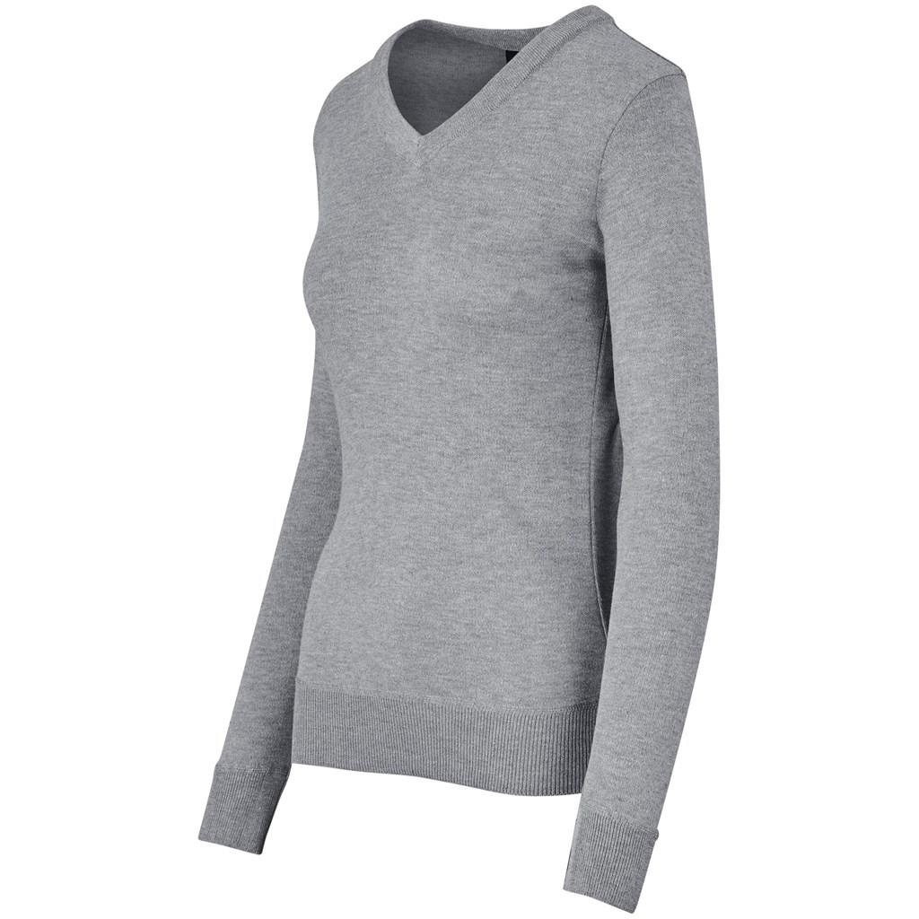 Ladies Long Sleeve Peru V-Neck Jersey – Grey