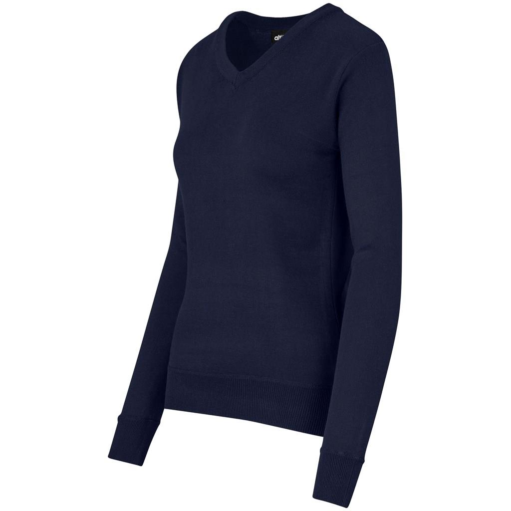 Ladies Long Sleeve Peru V-Neck Jersey – Navy