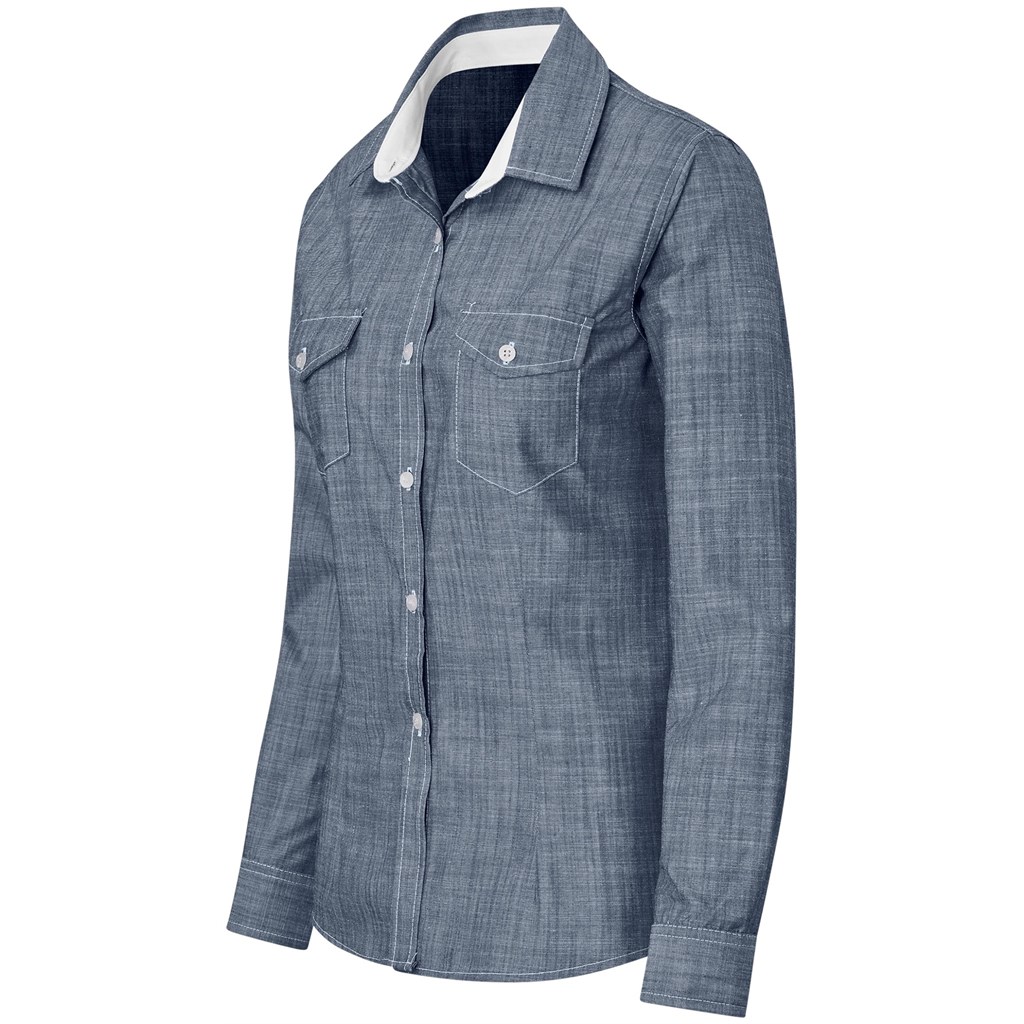 Ladies Long Sleeve Windsor Shirt – Navy