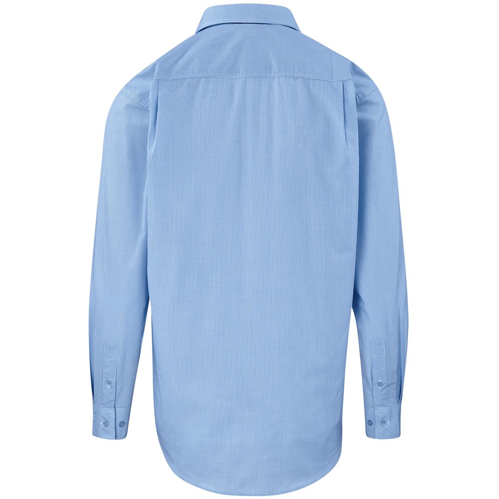 Mens Long Sleeve Micro Check Shirt – Light Blue