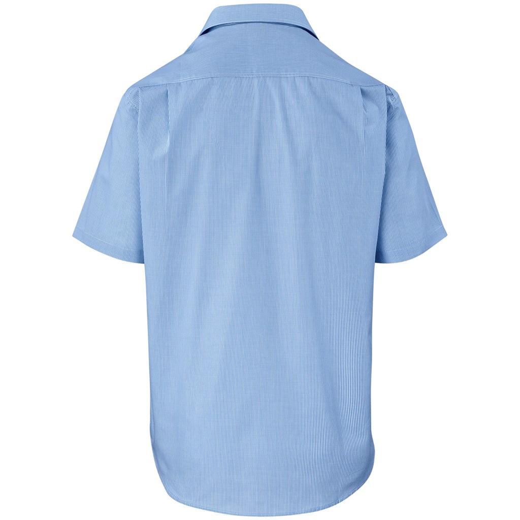 Mens Short Sleeve Micro Check Shirt – Light Blue