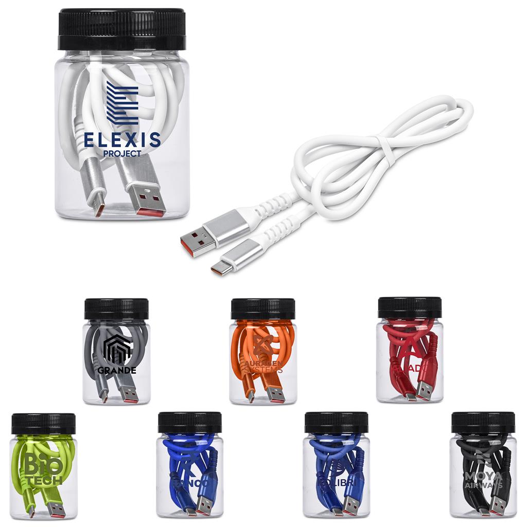 Altitude Capsit Fast Charge USB-A to Type-C Charging Cable in Jar