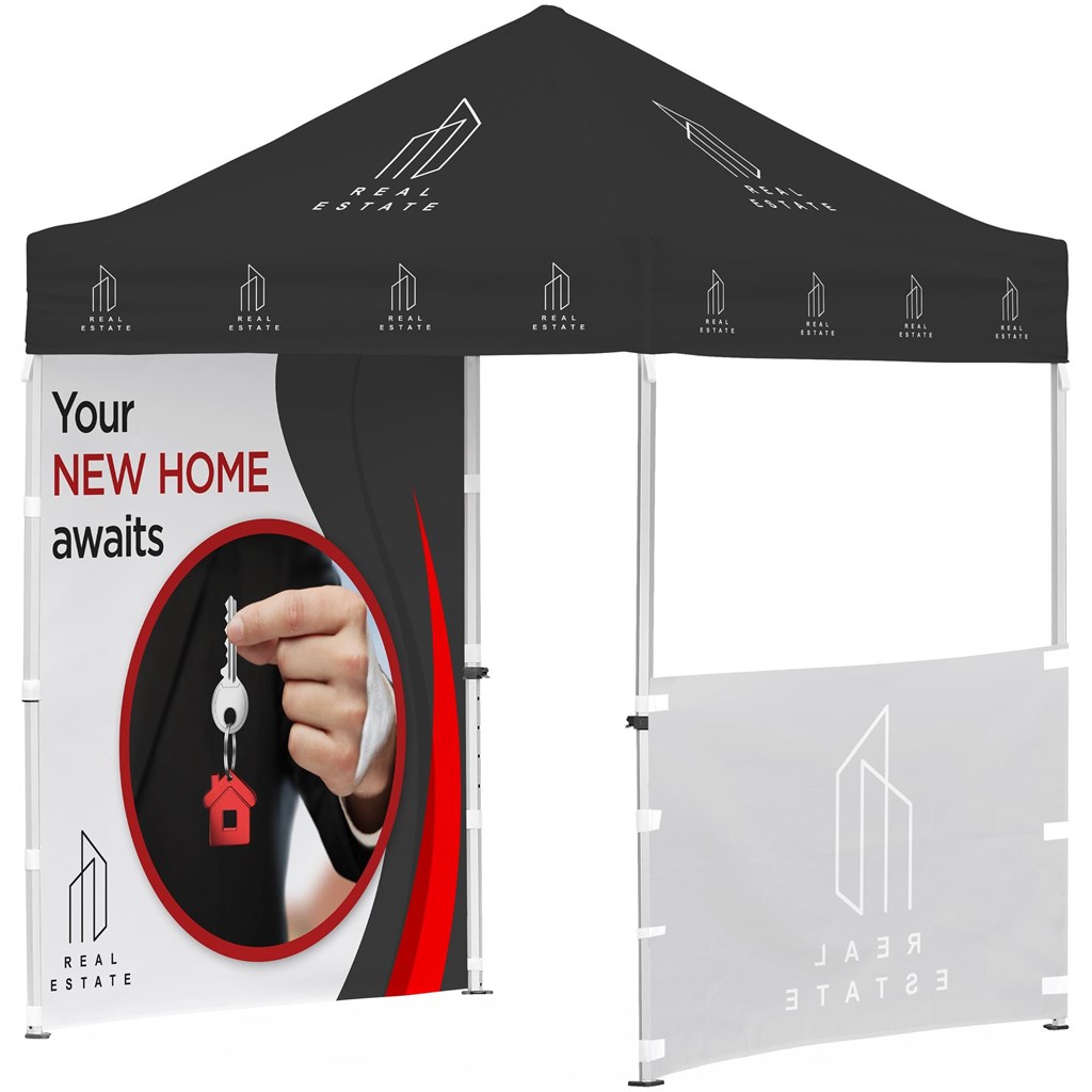 Ovation Sublimated Gazebo 2m X 2m Petite Frame – 1 Half-Wall Skin – 1 Full-Wall Skin