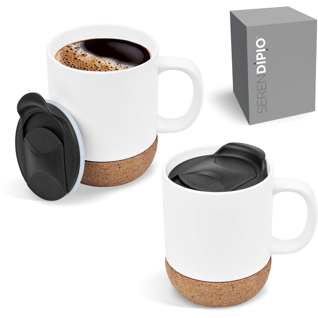 Serendipio Sienna Cork & Ceramic Sublimation Coffee Mug - 340ml - Image 9