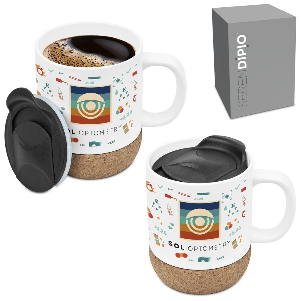 Serendipio Sienna Cork & Ceramic Sublimation Coffee Mug – 340ml