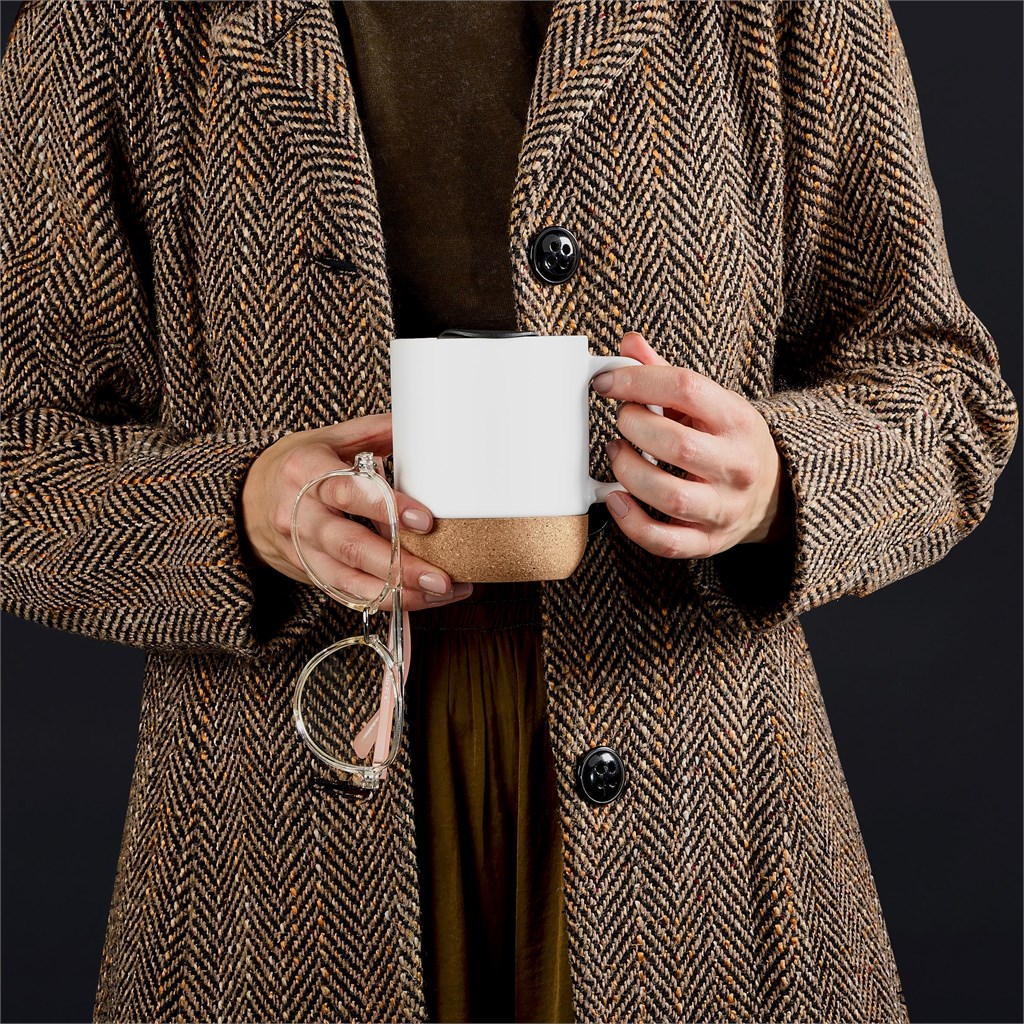 Serendipio Sienna Cork & Ceramic Sublimation Coffee Mug - 340ml - Image 5
