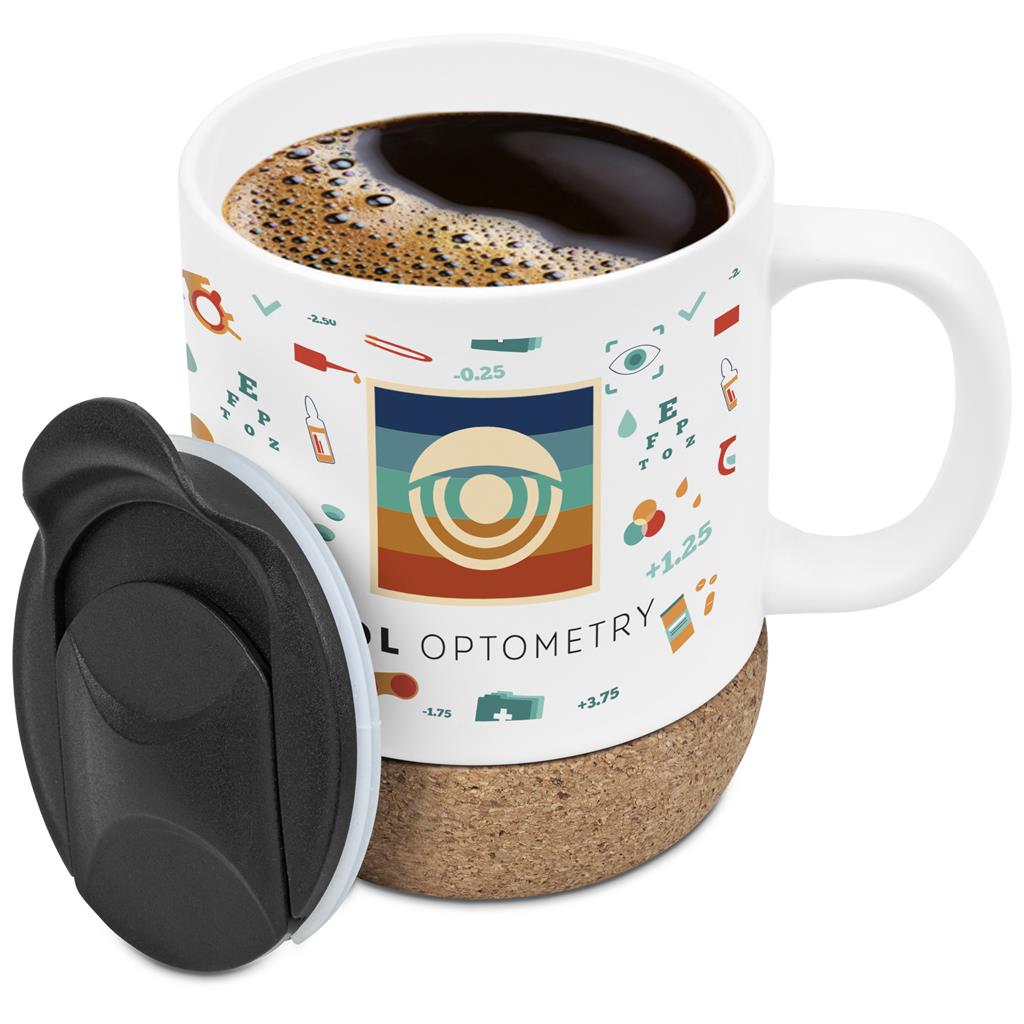 Serendipio Sienna Cork & Ceramic Sublimation Coffee Mug - 340ml - Image 8