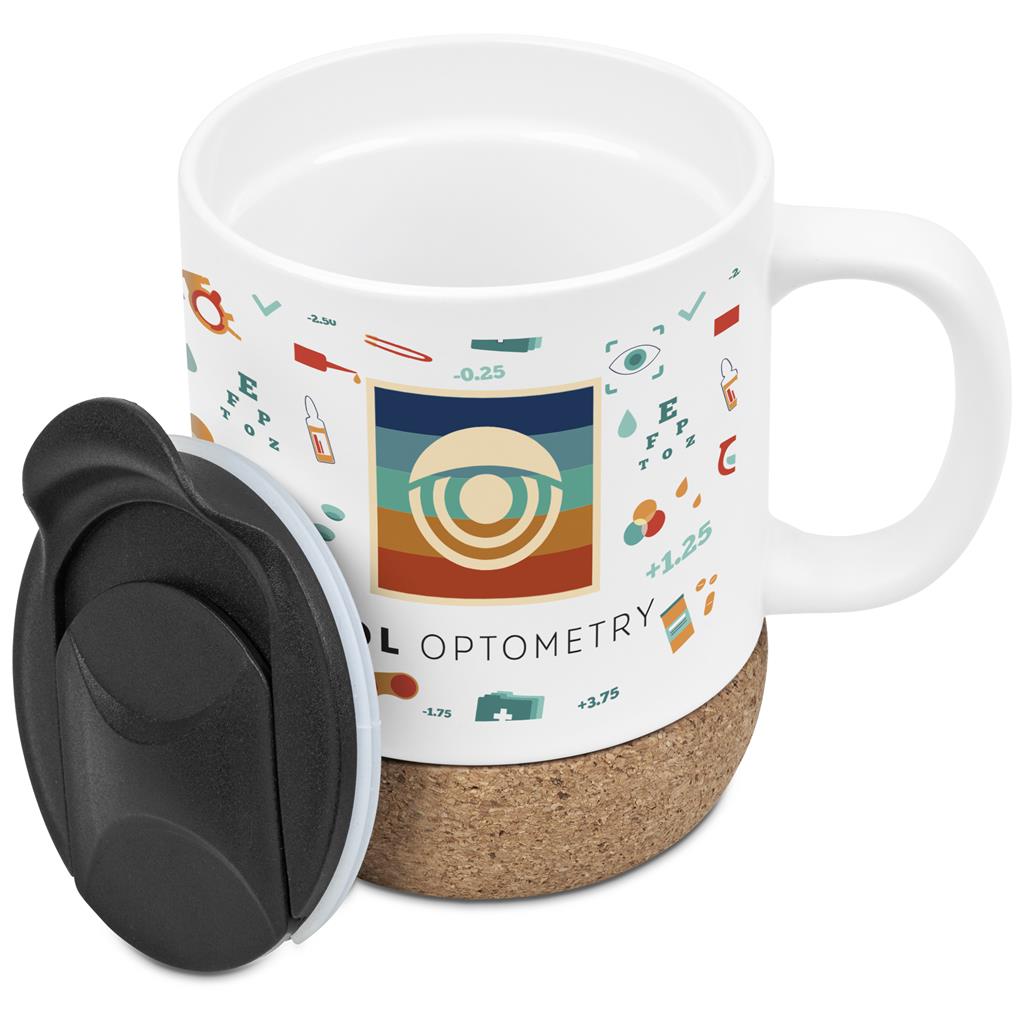 Serendipio Sienna Cork & Ceramic Sublimation Coffee Mug - 340ml - Image 11