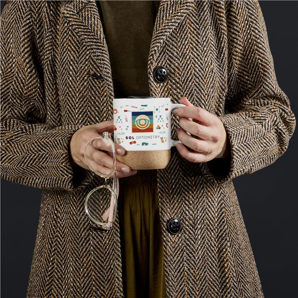 Serendipio Sienna Cork & Ceramic Sublimation Coffee Mug - 340ml - Image 4