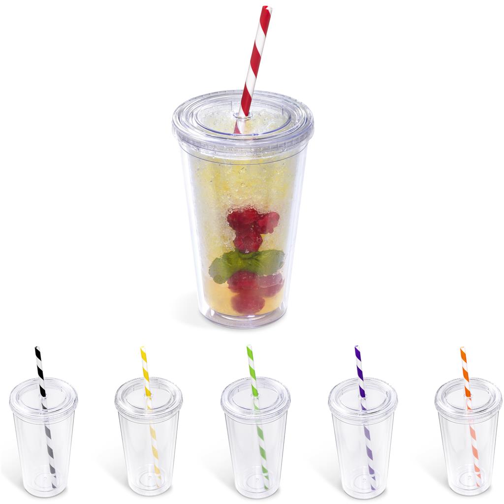 Malibu Double-Wall Plastic Tumbler & Straw – 470ml