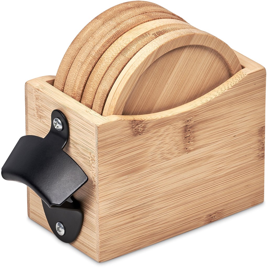 Okiyo Kanpai Bamboo Coaster & Bottle Opener Set - Image 10