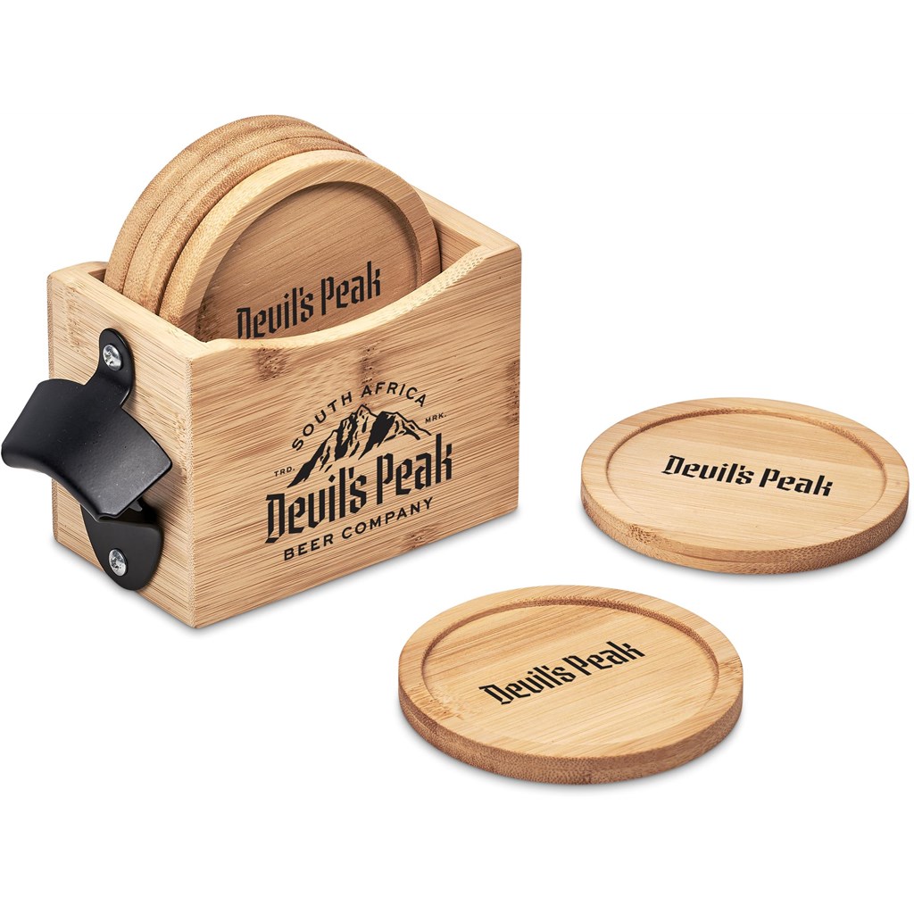 Okiyo Kanpai Bamboo Coaster & Bottle Opener Set - Image 12