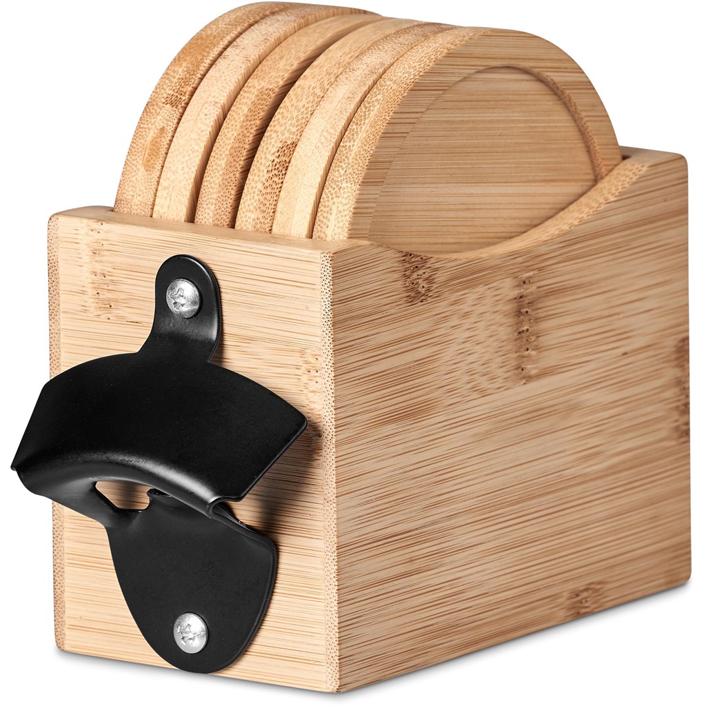 Okiyo Kanpai Bamboo Coaster & Bottle Opener Set - Image 3