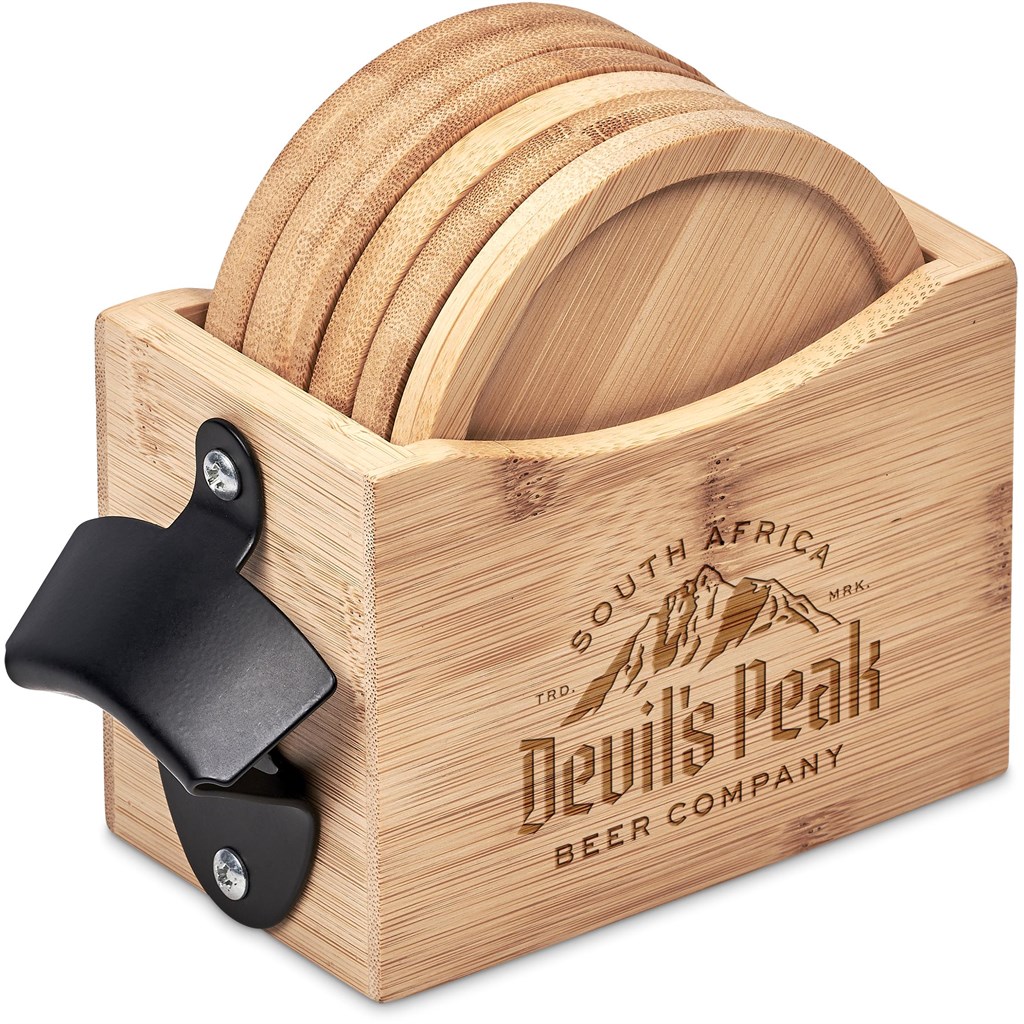 Okiyo Kanpai Bamboo Coaster & Bottle Opener Set - Image 15