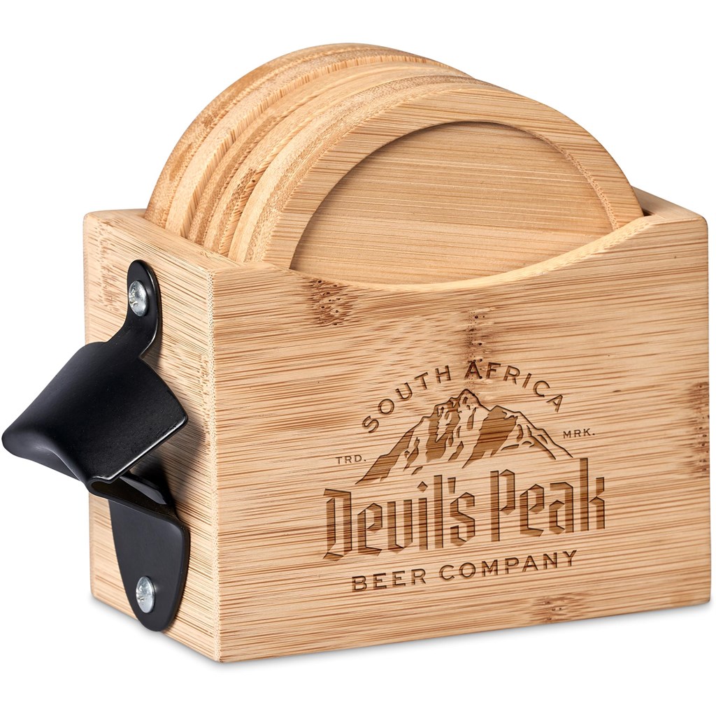 Okiyo Kanpai Bamboo Coaster & Bottle Opener Set - Image 8