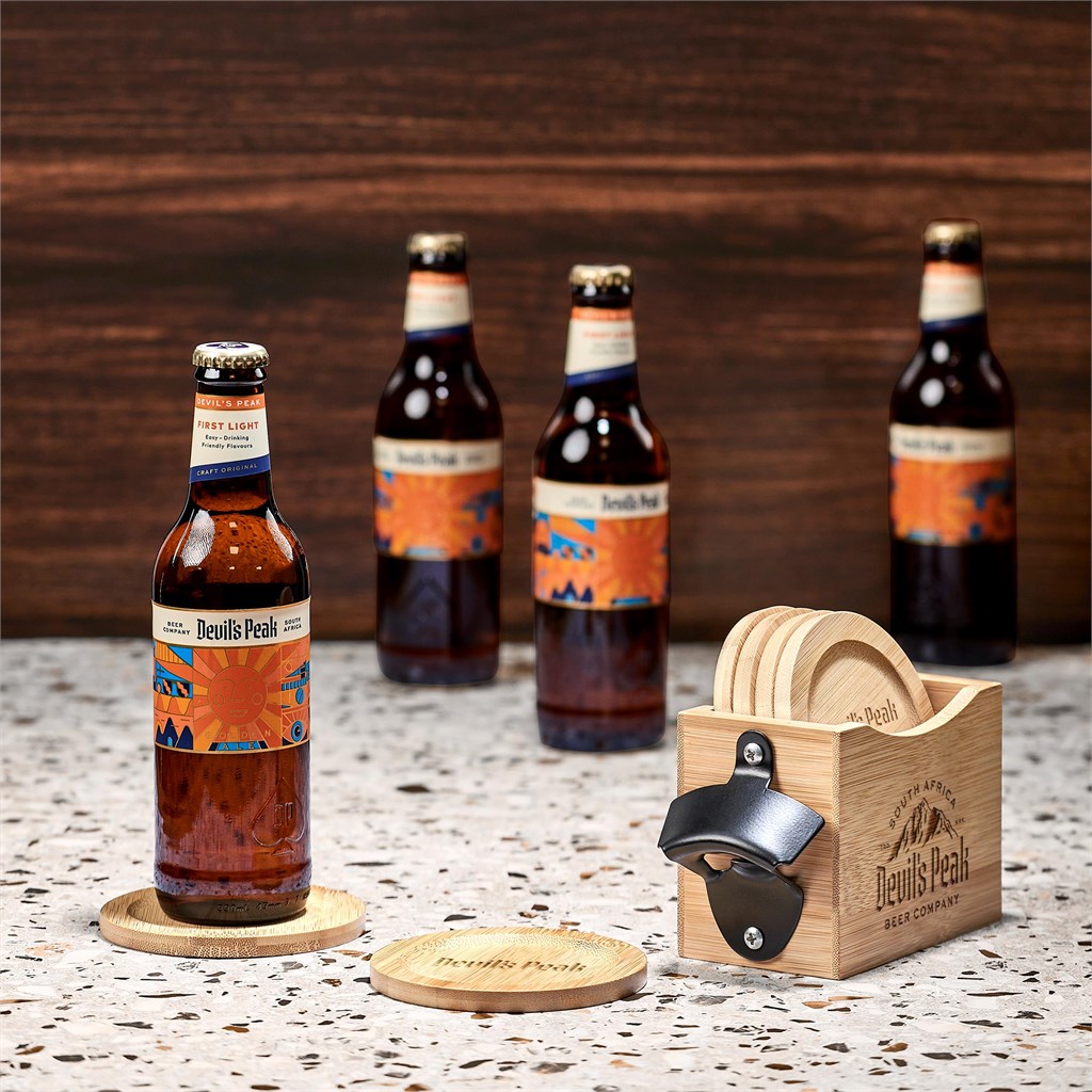 Okiyo Kanpai Bamboo Coaster & Bottle Opener Set - Image 17