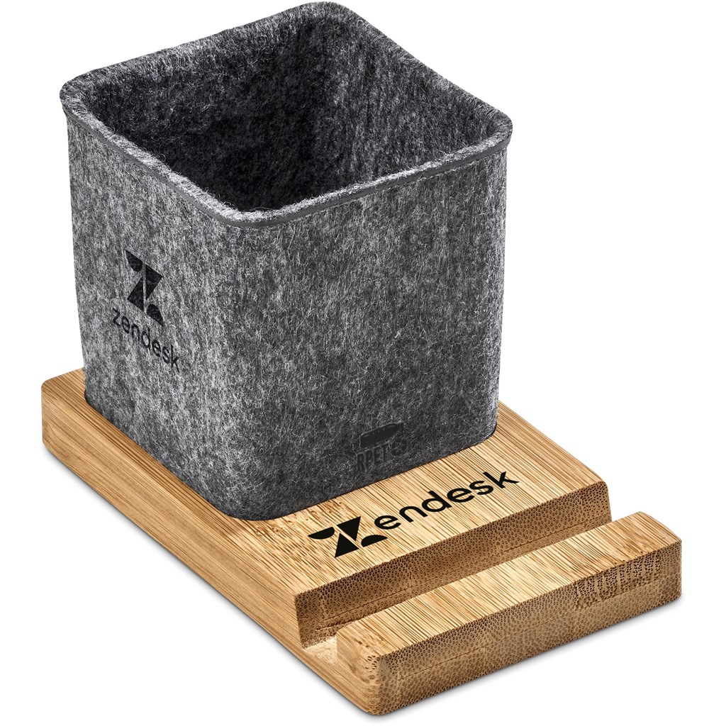 Okiyo Kyadi Recycled PET & Bamboo Desk Caddy Phone Stand - Image 8