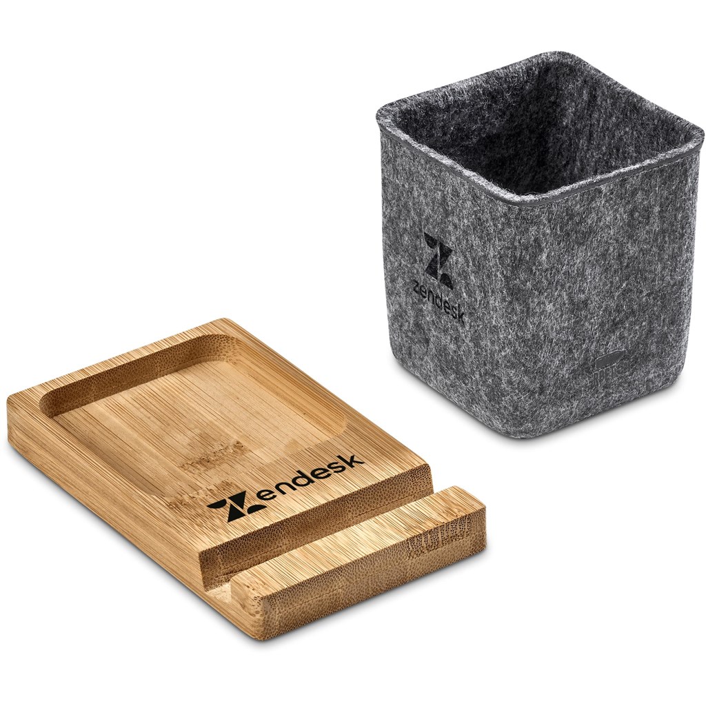 Okiyo Kyadi Recycled PET & Bamboo Desk Caddy Phone Stand - Image 4