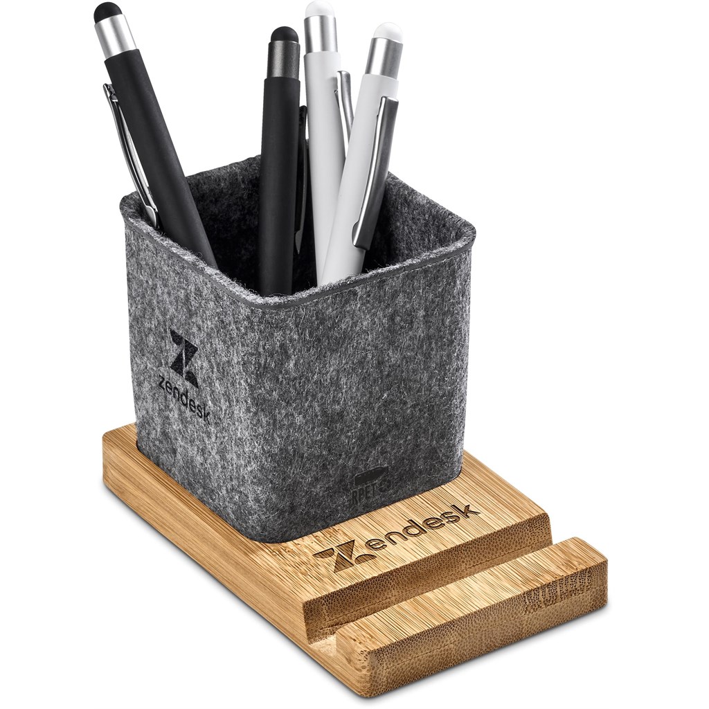 Okiyo Kyadi Recycled PET & Bamboo Desk Caddy Phone Stand - Image 9