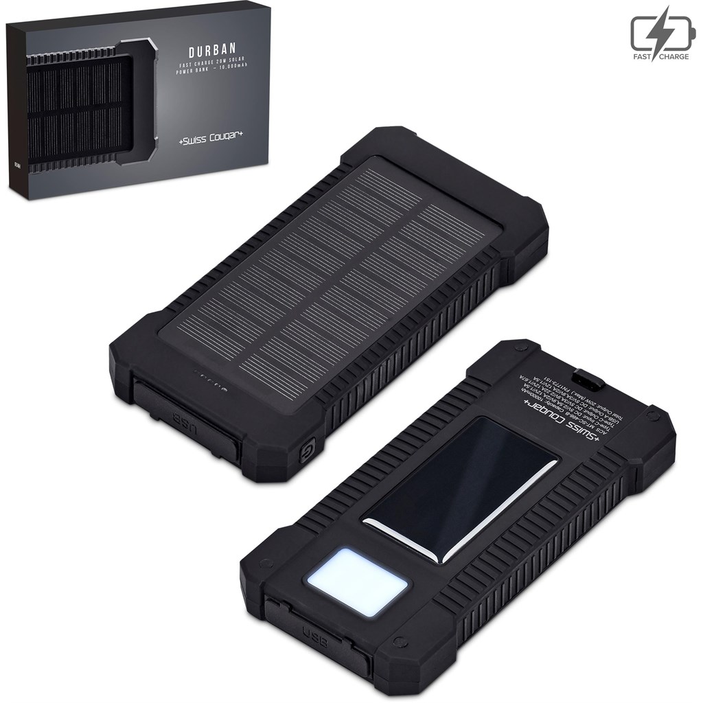 Swiss Cougar Durban Fast Charge 20W Solar Power Bank -10000mAh - Image 4