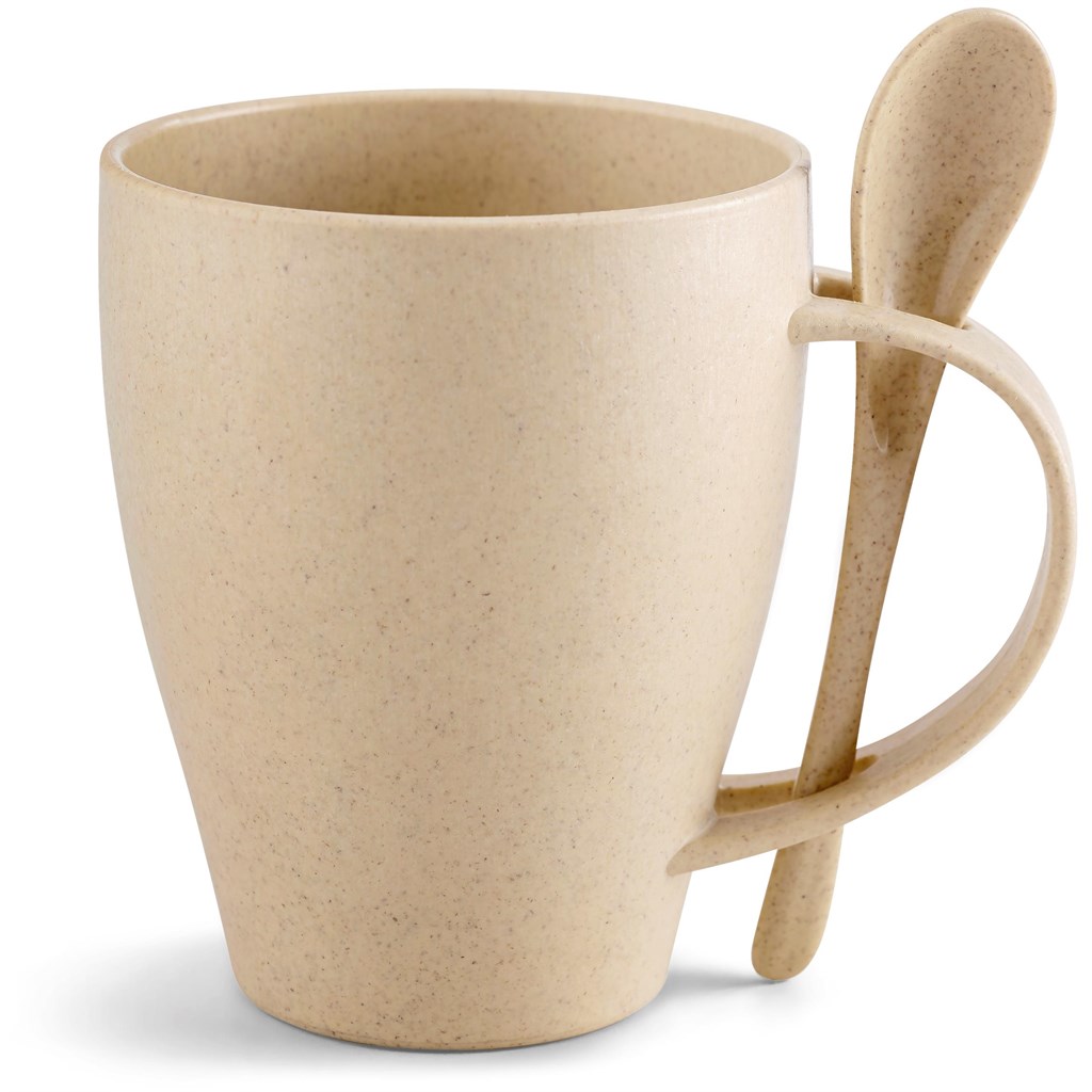 Okiyo Kawai Wheat Straw Mug & Spoon – 350ml