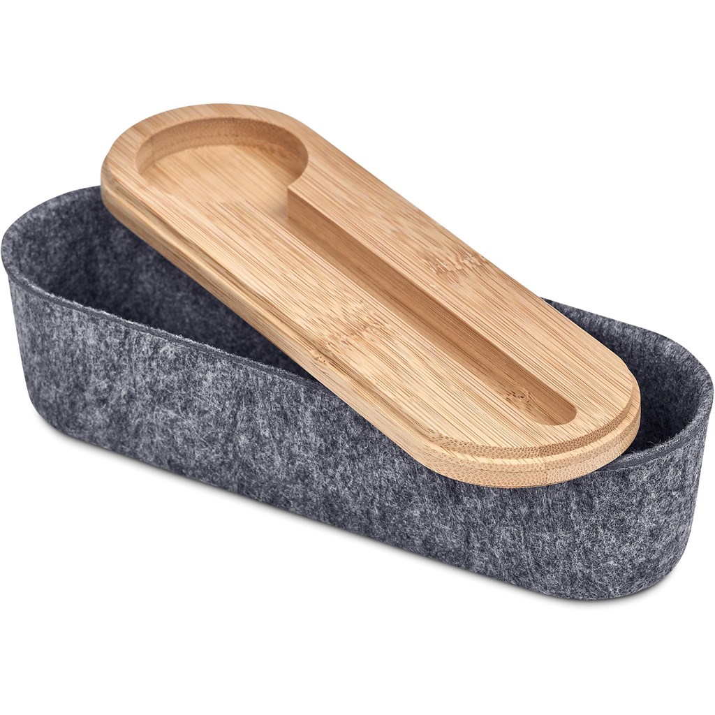 Okiyo Byoga Recycled PET Felt & Bamboo Stationery Case - Image 9
