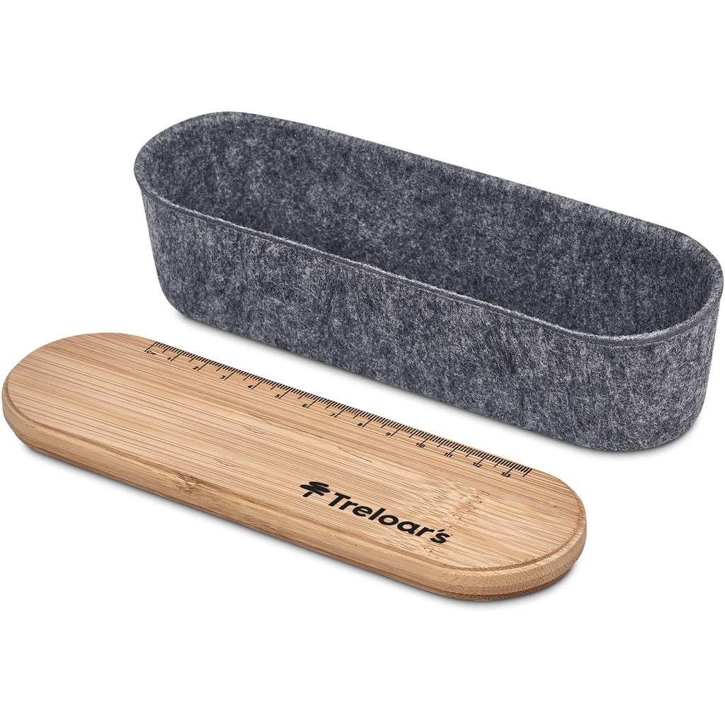 Okiyo Byoga Recycled PET Felt & Bamboo Stationery Case - Image 3