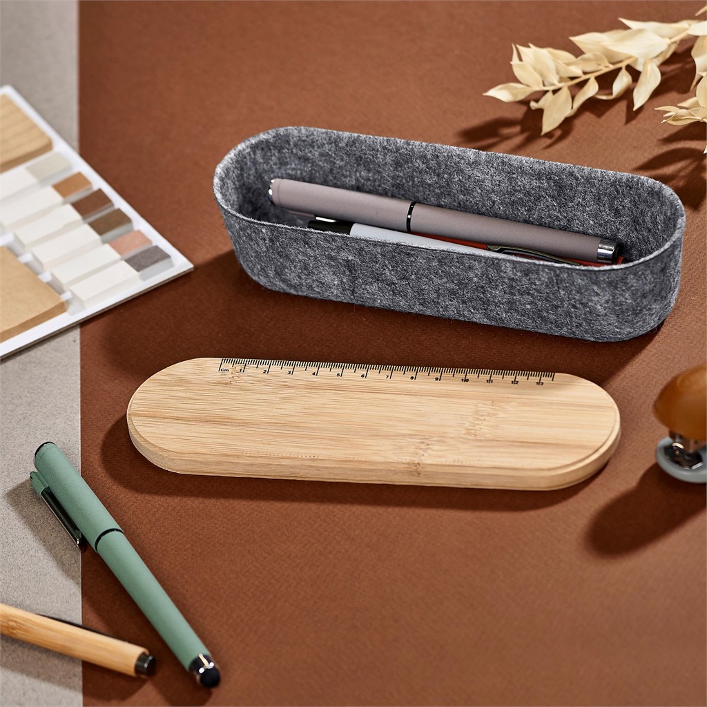 Okiyo Byoga Recycled PET Felt & Bamboo Stationery Case - Image 7