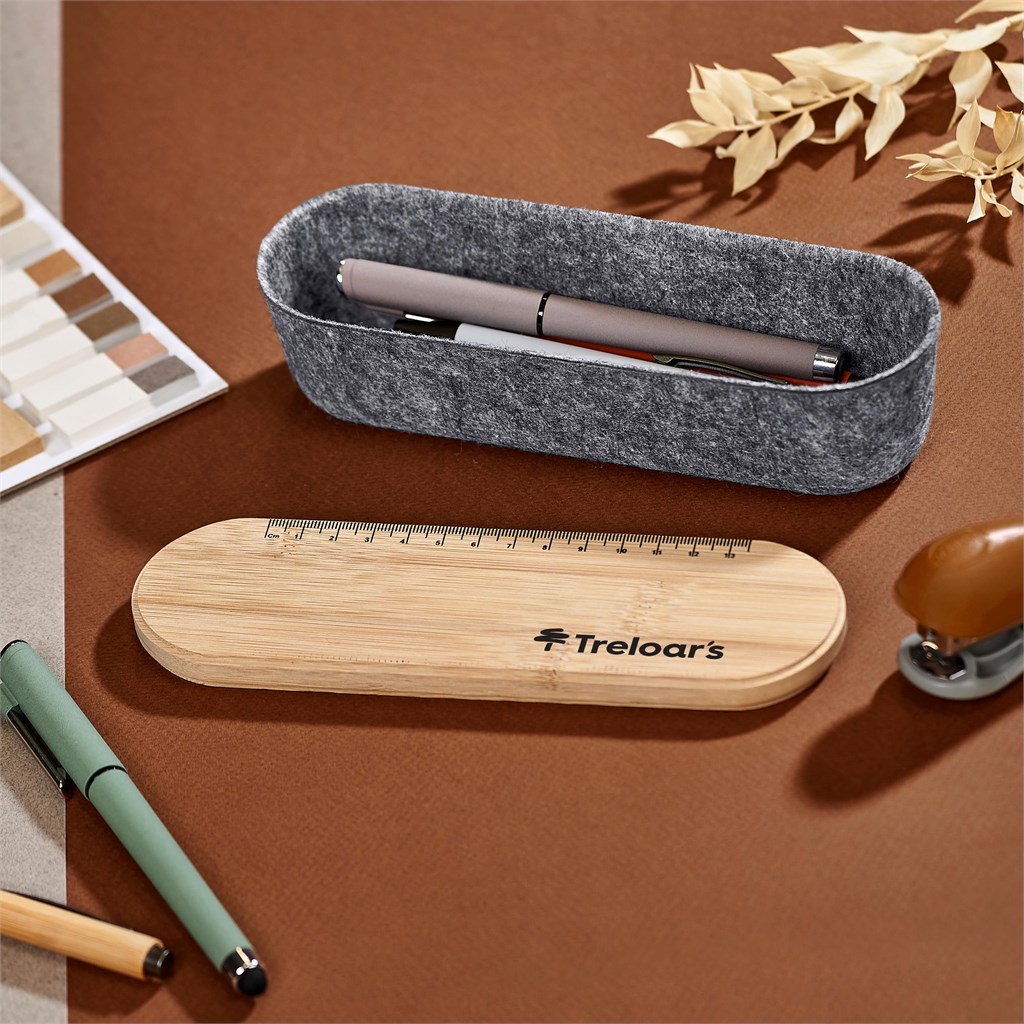 Okiyo Byoga Recycled PET Felt & Bamboo Stationery Case - Image 13