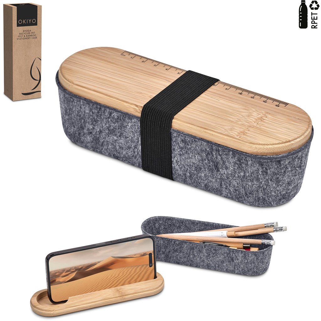 Okiyo Byoga Recycled PET Felt & Bamboo Stationery Case - Image 22